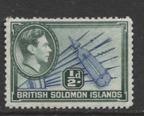 Solomon Is. - Scott 67 - KGVI Definitive -1939 -MVLH - Single 1/2p Stamp-Lot 1