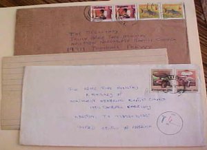 ZIMBABWE 2 COVERS WITH LETTERS 1992 TO USA