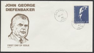 1980 #859 John Diefenbaker FDC SCS Cachet Calgary ALTA CDS