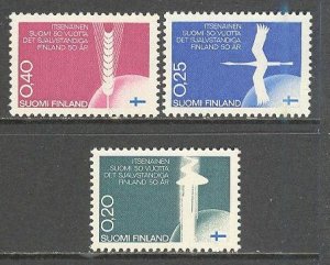 FINLAND Sc# 450 - 452 MNH FVF Set3 Wood Water Globe & Flag