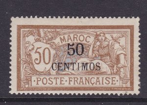 French Morocco Scott 20,  1903 50c on 50c surcharge, F/VF MLH.  Scott $67