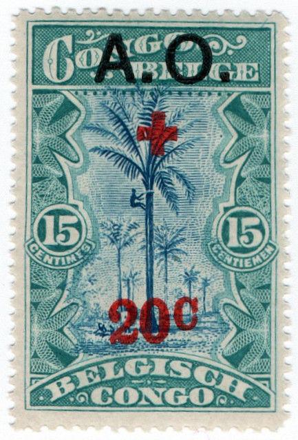 (I.B) Belgian Congo Postal : Red Cross Overprint 20c