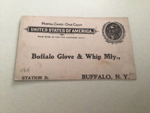 U. S. Buffalo Glove & Whip Manufacturers 1897 postal card 67099