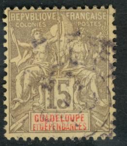 GUADELOUPE 1892-1901 15c Navigation and Commerce Issue Sc 35 VFU