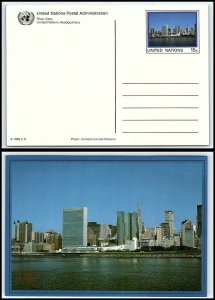 1989 UNITED NATIONS Postal Card - New York, River View, Unused T10 