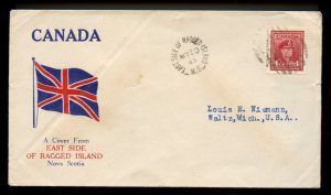 ?EAST Side of Ragged Island, N.S. split ring to USA 1945 War Issue cover Canada