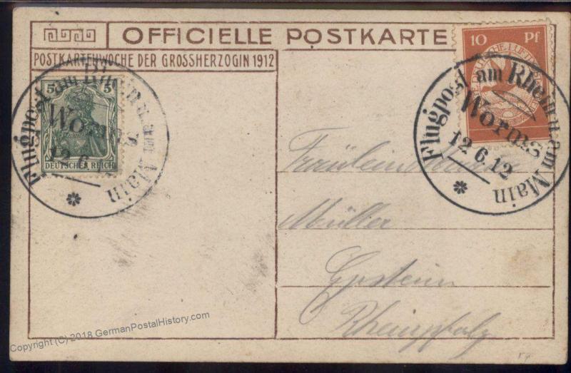 Germany 1912 Zeppelin Schwaben Si10.5.12 WORMS Mi I Stamp Duke RPPC Cover 91383