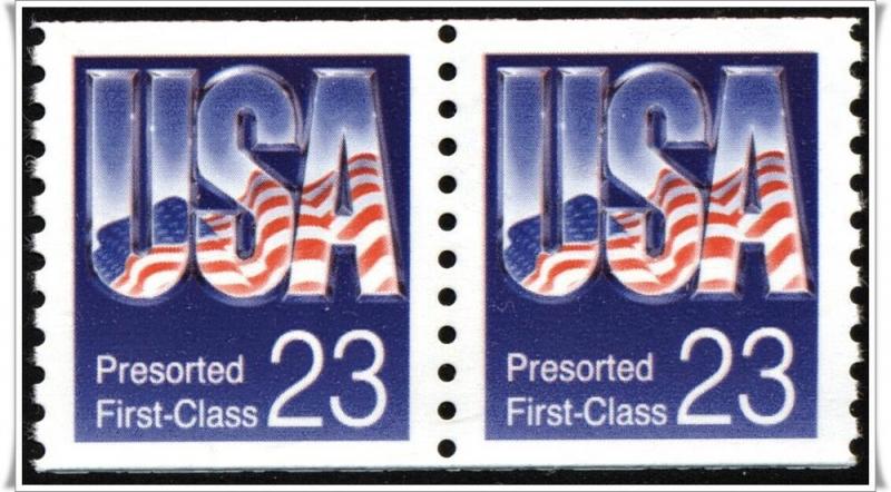 SC#2608 23¢ Stars & Stripes Coil Pair (1993) MNH