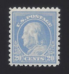 US #476 1916-17 Light Ultramarine Perf 10 Unwmk Mint NG VF Scv $225