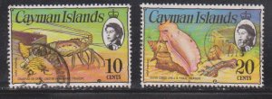 CAYMAN ISLANDS Scott # 338, 341 Used - QEII & Marine Life