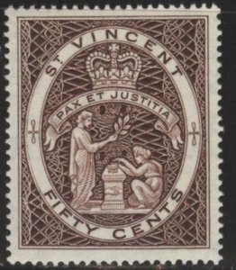 Saint Vincent 195 (mlh) 50c seal of the colony, choc (1955)