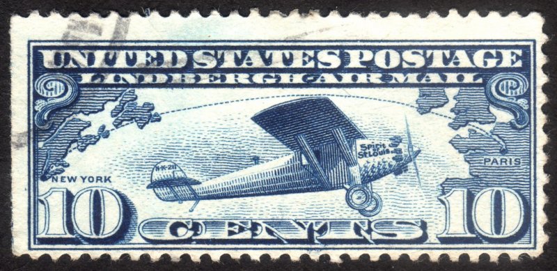 1927, US 10c, Spirit Of St Louis, Used, Sc C10