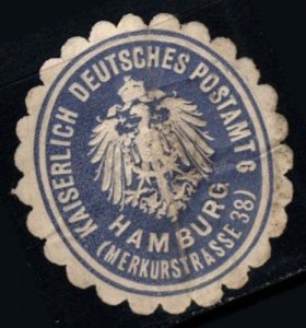 Vintage Germany Letter Seal Imperial German Post Office Hamburg