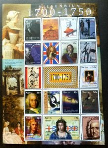 Nevis Millennium 2000 Halley Comet Japan Women Newton Science Piano Sheetlet MNH