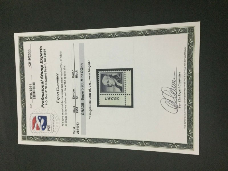 MOMEN: US STAMPS #1053 MINT OG NH PSE GRADED CERT SUP-98