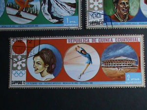 ​EQUATORIAL GUINEA STAMP:1972 WINTER OLYMPIC GAMES SAPPORO'72- CTO-STAMPS SET