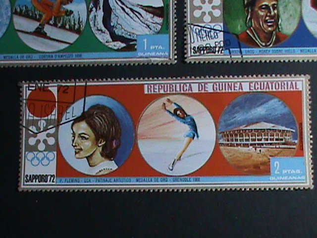 ​EQUATORIAL GUINEA STAMP:1972 WINTER OLYMPIC GAMES SAPPORO'72- CTO-STAMPS SET