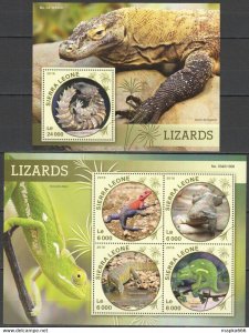 2016 Sierra Leone Fauna Reptiles Lizards 1Kb+1Bl ** Stamps St447