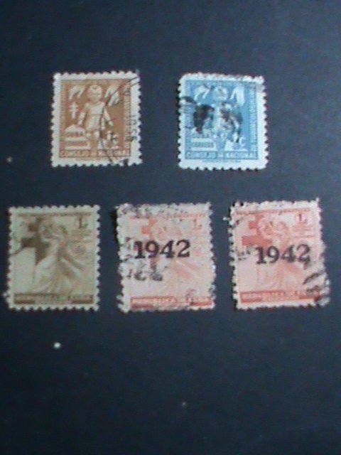 ​CUBA-1942 5 OVER 75 YEARS OLD CUBA FAMOUS USED STAMPS-SET-VERY FINE