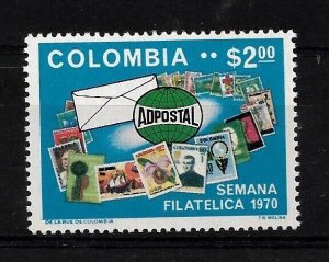 COLOMBIA 1970 PHILATELIC WEEK ADPOSTAL EMBLEM STAMP ON STAMP MINT NH