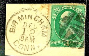 [LM]  US 1870s 'BIRMINGHAM, CONN.' Fancy GEOMETRIC Cancels & CDS