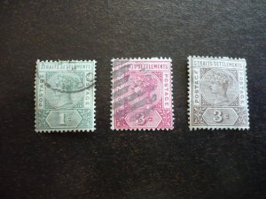 Stamps - Straits Settlements - Scott# 83-85 - Used Part Set of 3 Stamps