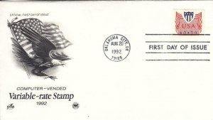 1992, Variable-Rate Stamp, Artcraft/ PCS, FDC (E8085)