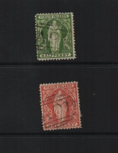 British Virgin Islands 1899 SG43 & SG44 One Penny - CA watermarks - both used
