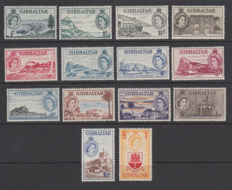 Gibraltar Sc 132-145 MNH. 1953 QEII & Views cplt, VF & Scarce