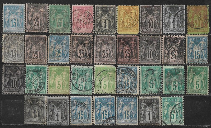 COLLECTION LOT OF 34 FRANCE 1876+ STAMPS CLEARANCE