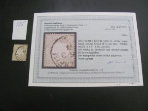 Germany 1872 USED CERT. KRUG MI. 11 VF 500 EUROS (135)