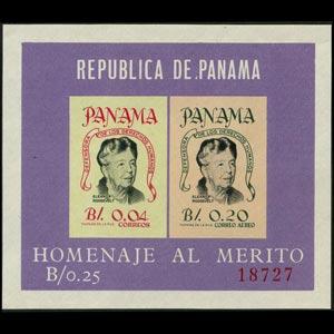 PANAMA 1964 - Scott# C330a S/S Eleanor Roosevelt NH