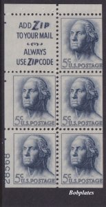 BOBPLATES #1213c Washington Booklet Slogan 3 Lower Left 28568 70% MNH DCV=$60