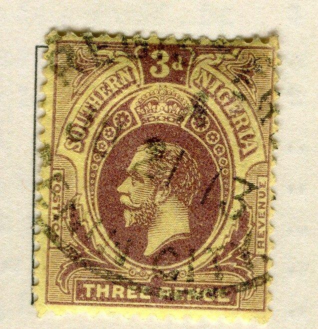 SOUTHERN NIGERIA;   1912 early GV issue fine used 3d. value