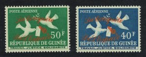 Guinea 'The Conquest of Space' Birds ORANGE Ovpt 2v 1962 MNH SG#346-347