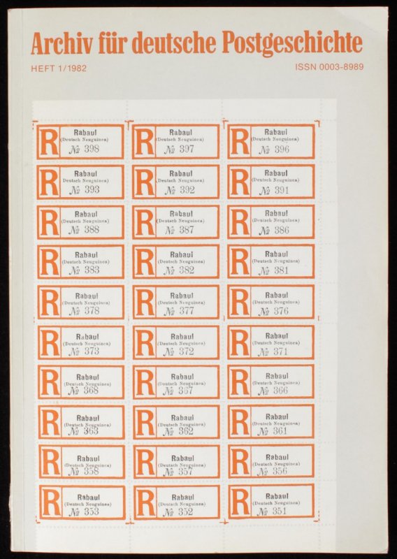 GERMANY : 'Archiv for Deutsche Postgeschichte' Heft 1/1982. 