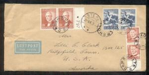 DENMARK 1944 Mute Star DAMSHOLTE multi-strikes on cover to U.S., VF