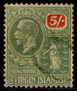 BRITISH VIRGIN ISLANDS GV SG85, 5s green & red/pale yellow, FINE USED. Cat £110.