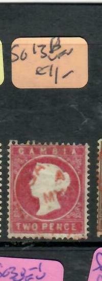 GAMBIA (P1412B)  QV CAMEO  2D  SG 13A RED CANCEL  VFU ANTIQUE OVER 100 YEARS OLD