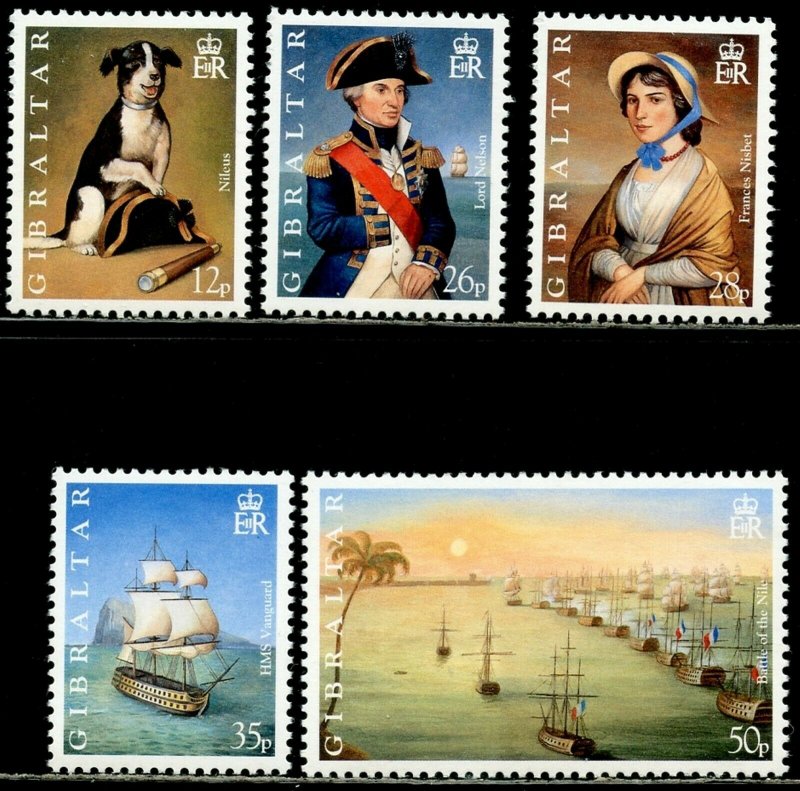 GIBRALTAR Sc#765-769 1998 Battle of the Nile Complete Set OG Mint NH