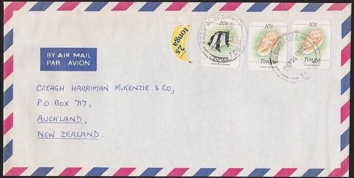 TONGA 1985 cover to NZ - self adhesives - Nuku'alofa cds...................B2633