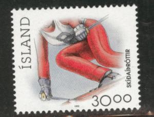 ICELAND Scott 709 MNH** 1990 Skiing stamp CV$1.25