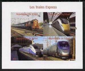 Chad 2014 High Speed Trains #1 imperf sheetlet containing...