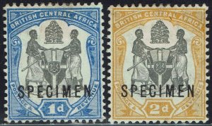 BRITISH CENTRAL AFRICA 1897 ARMS 1D AND 2D SPECIMEN