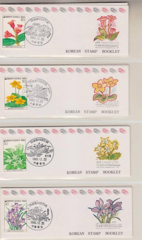 KOREA, SOUTH, 1993 Wild Flowers set 4 booklets, 4 x 110w. inside each, mnh.