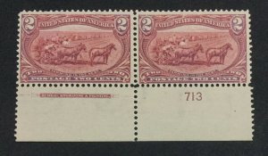 MOMEN: US STAMPS #286 PLATE IMPRINT PAIR MINT OG NH LOT #70942