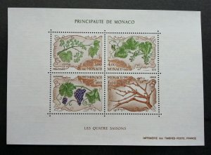 Monaco Four Seasons Fruit Grape 1986 Tree Plant Flora Food (ms) MNH *recess