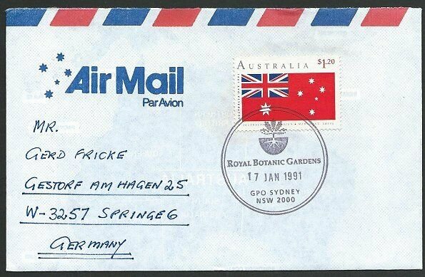 AUSTRALIA 1991 cover to Germany - nice franking - Sydney Pictorial pmk.....47300