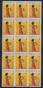 Burundi # 284-287, ILO, NH. Wholesale lot of 15 sets, 15% Cat.