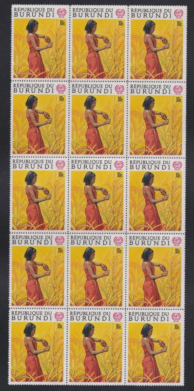 Burundi # 284-287, ILO, NH. Wholesale lot of 15 sets, 15% Cat.